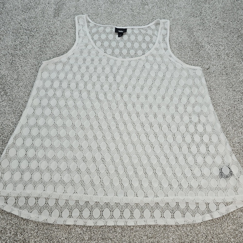 Mossimo Womens White Lace Hi-Low Tank Top Size Large Swim Cover Up